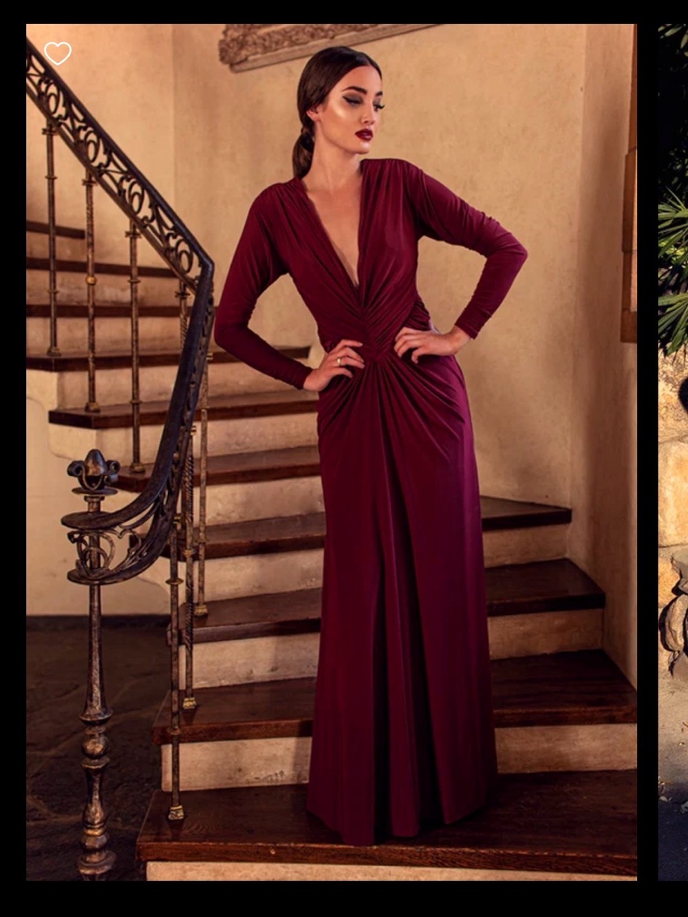 Art Deco ruched gown La Femme En Noir. Lg. NIP.